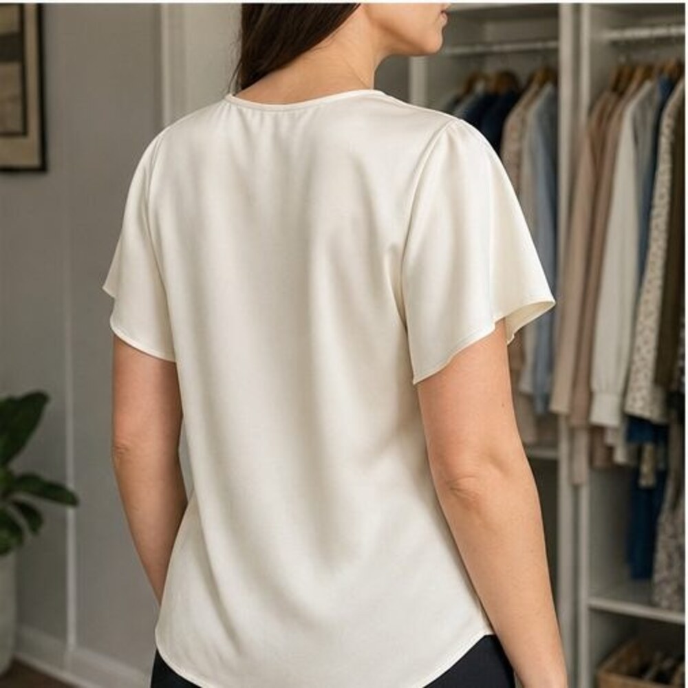 Cream Ruffle Blouse - Picture 3 of 6